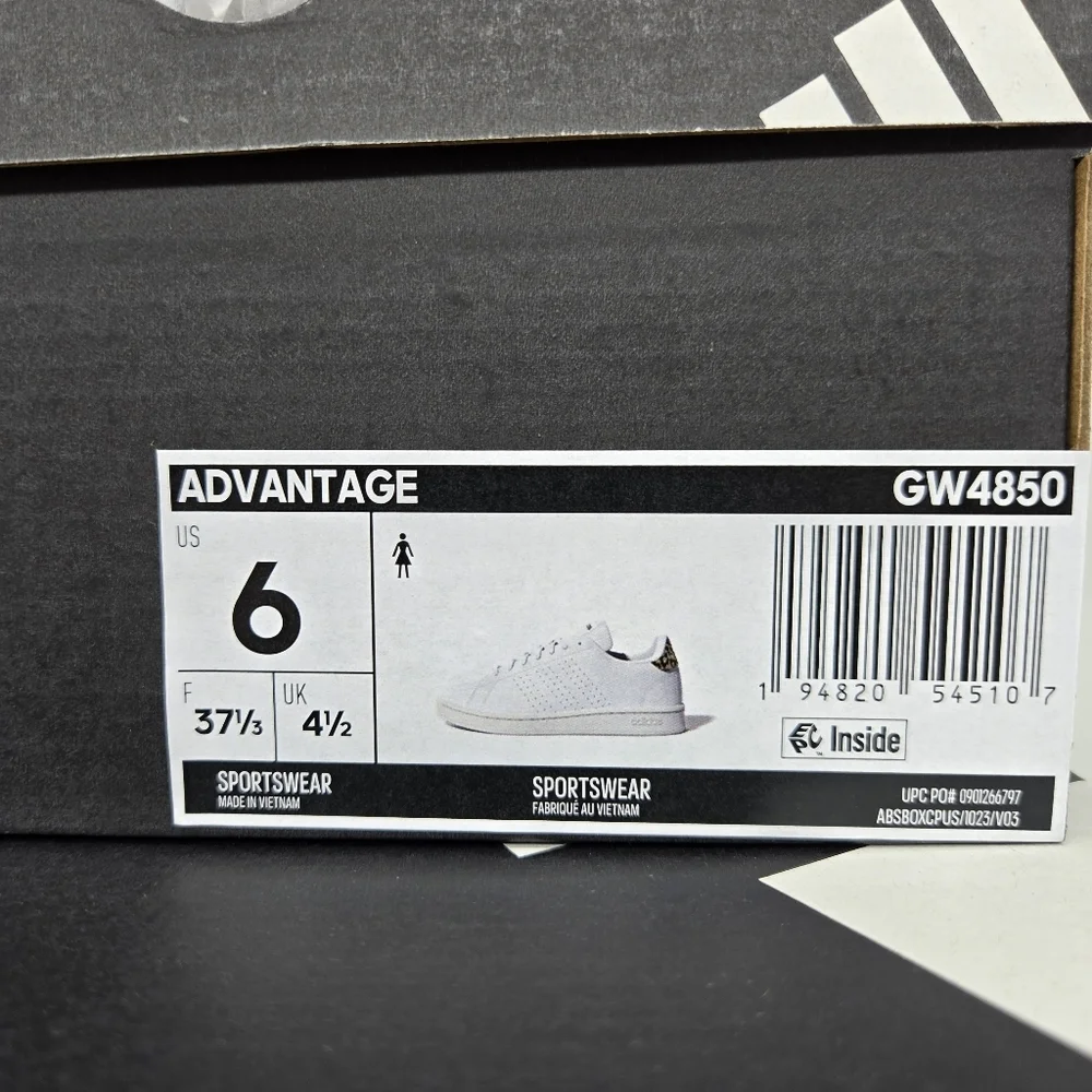 New adidas Advantage Cloud White White Tint Women's Tennis Shoes Size 6 - Picture 8 of 8